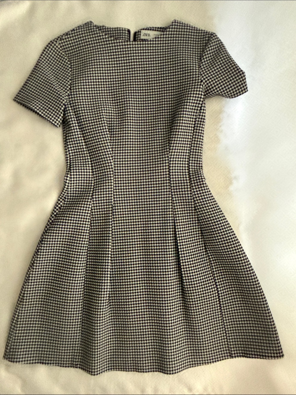 Zara Black & White Houndstooth Fit-and-Flare Dress